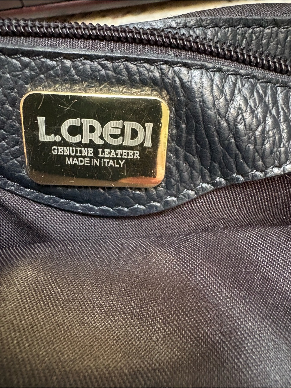 L.CREDI Black Pebble Leather Convertible Backpack Shoulder Bag Made in Italy - Picture 10 of 10